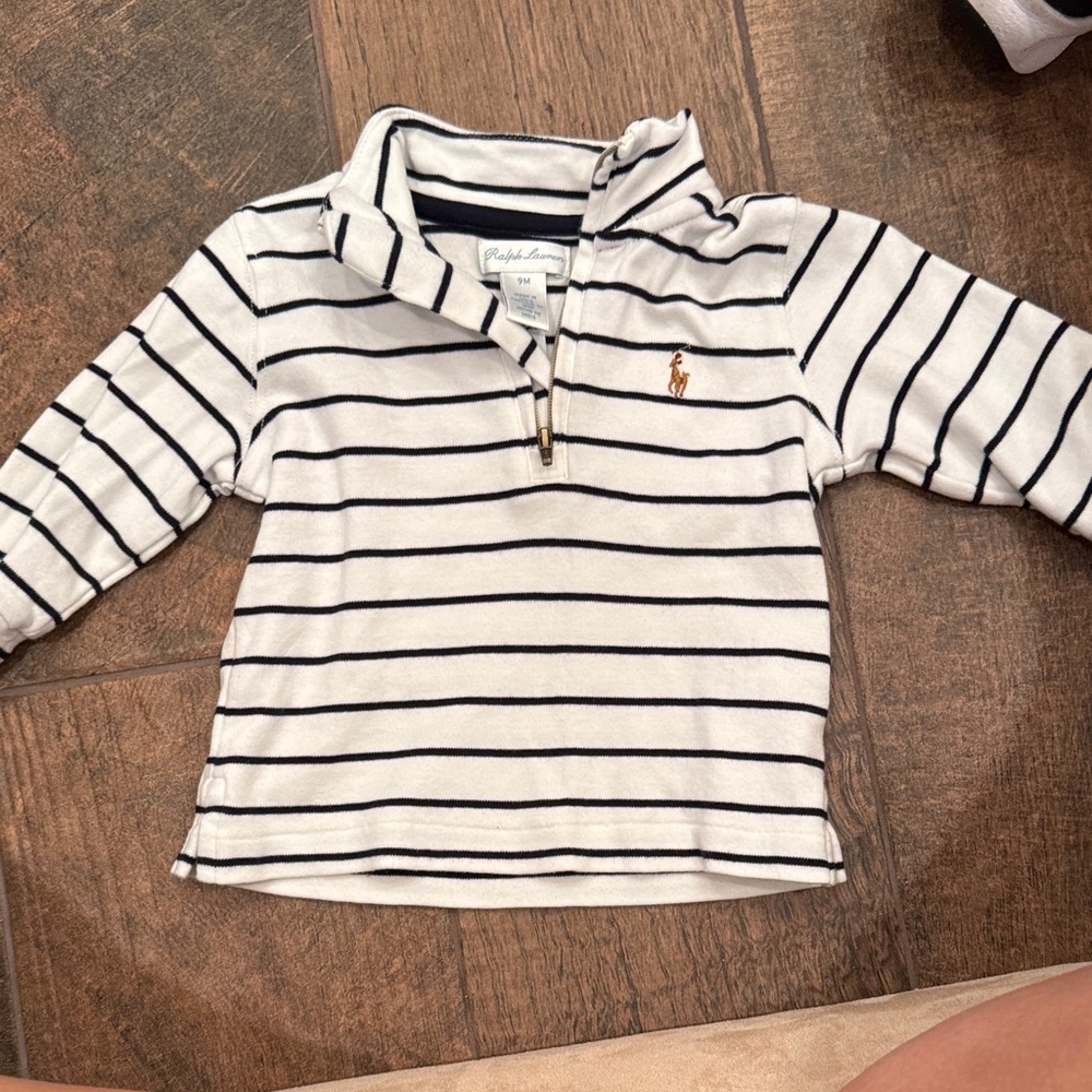 Ralph Lauren Kids White and Black Striped Sweater